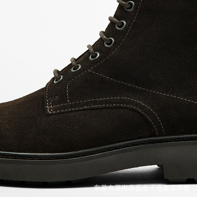 Мъжки ботуши Desert за есен и зима, набук кожа, връзки, стил Мартин