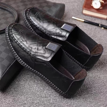 Мъжки обувки Slip-On от естествена кожа за шофиране, ежедневни, мека гумена подметка, дишащи, антихлъзгащи, есенна колекция