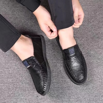 Мъжки обувки Slip-On от естествена кожа за шофиране, ежедневни, мека гумена подметка, дишащи, антихлъзгащи, есенна колекция