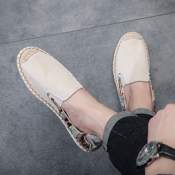 Мъжки платнени обувки в китайски стил, без връзки, дишащи за лято