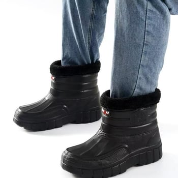 Мъжки високи памучни зимни обувки, подплатени с флис, водоустойчиви снегоботи за топлина и работа