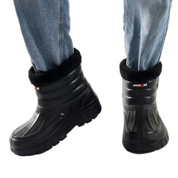 Мъжки високи памучни зимни обувки, подплатени с флис, водоустойчиви снегоботи за топлина и работа