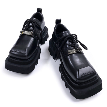 Унисекс кожени обувки с дебел под и повдигащ ефект, дерби в британски ретро стил