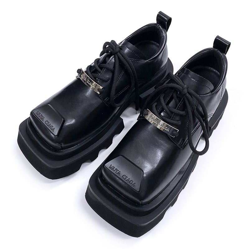 Унисекс кожени обувки с дебел под и повдигащ ефект, дерби в британски ретро стил