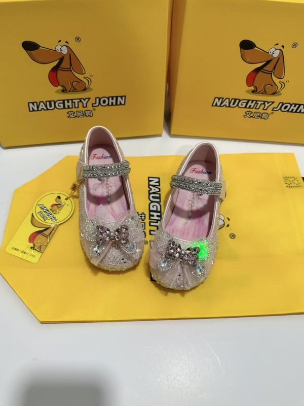 Светещи принцески равни обувки за момичета, квадратен нос, LED светлина, велкро закопчаване, PU подплата, пластмасова подметка