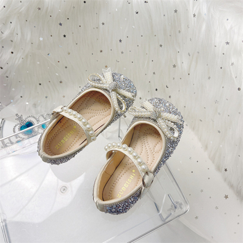 Детски принцеси обувки за момичета 2025 – кристални обувки от микрофибър, велкро закопчаване