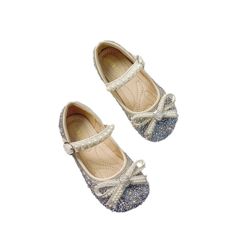 Детски принцеси обувки за момичета 2025 – кристални обувки от микрофибър, велкро закопчаване