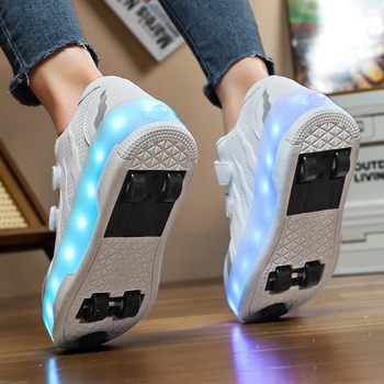 Дишащи детски обувки-ролери с четири скрити колела