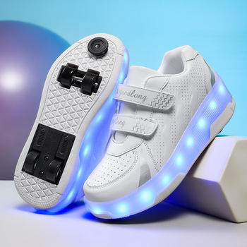 Дишащи детски обувки-ролери с четири скрити колела