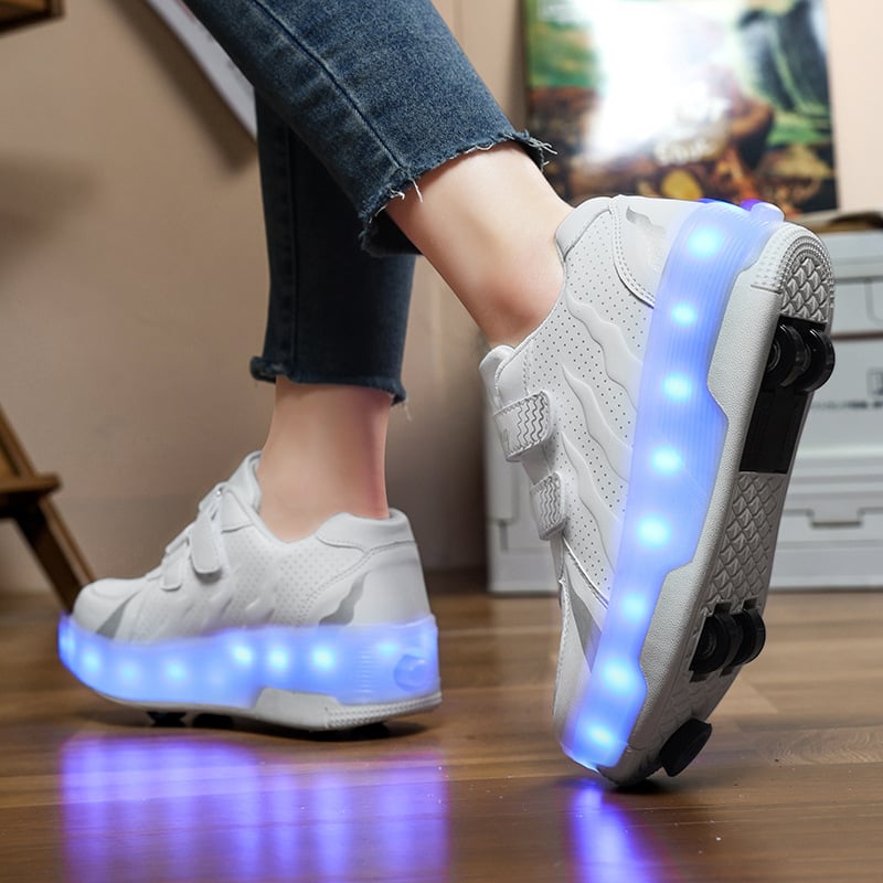 Дишащи детски обувки-ролери с четири скрити колела