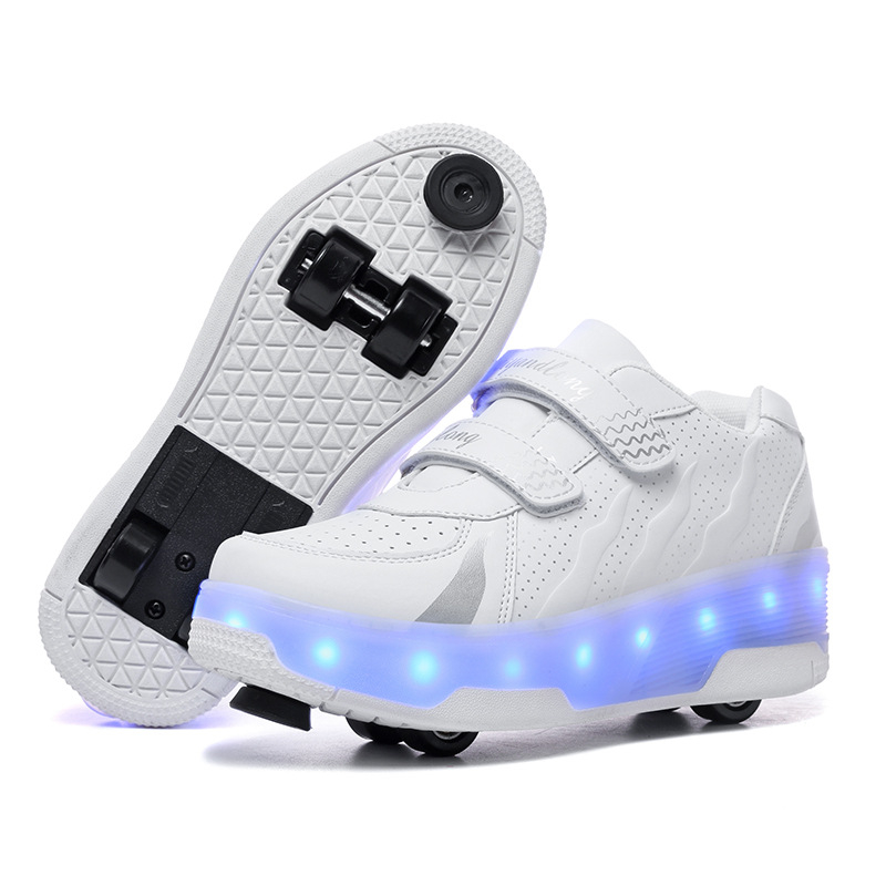 Дишащи детски обувки-ролери с четири скрити колела