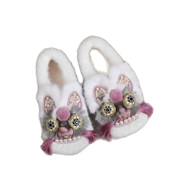 Téli kézműves etnikai stílusú cipő plüss béléssel, meleg tigrisfej motívummal, női pamutcipő, puha talp