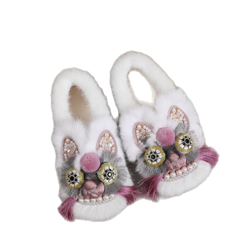 Téli kézműves etnikai stílusú cipő plüss béléssel, meleg tigrisfej motívummal, női pamutcipő, puha talp