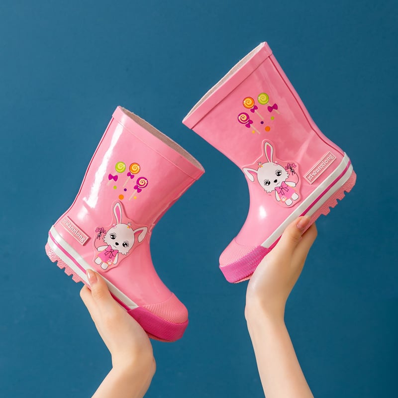 Детски гумени ботуши за дъжд с средна височина, непромокаеми, анимационен принт, за момчета и момичета.