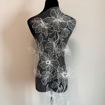 ZH475 3D дантелена снежинкова мрежеста тъкан за детски рокли и ханфу бродерия