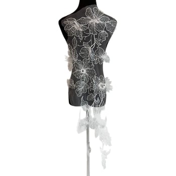 ZH475 3D дантелена снежинкова мрежеста тъкан за детски рокли и ханфу бродерия