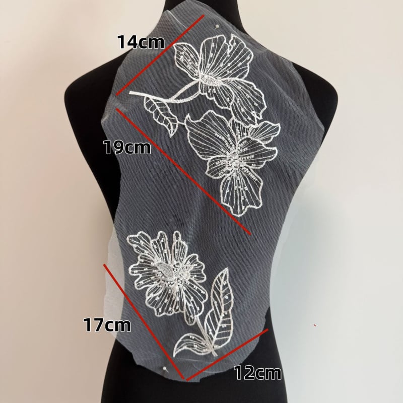 ZH475 3D дантелена снежинкова мрежеста тъкан за детски рокли и ханфу бродерия