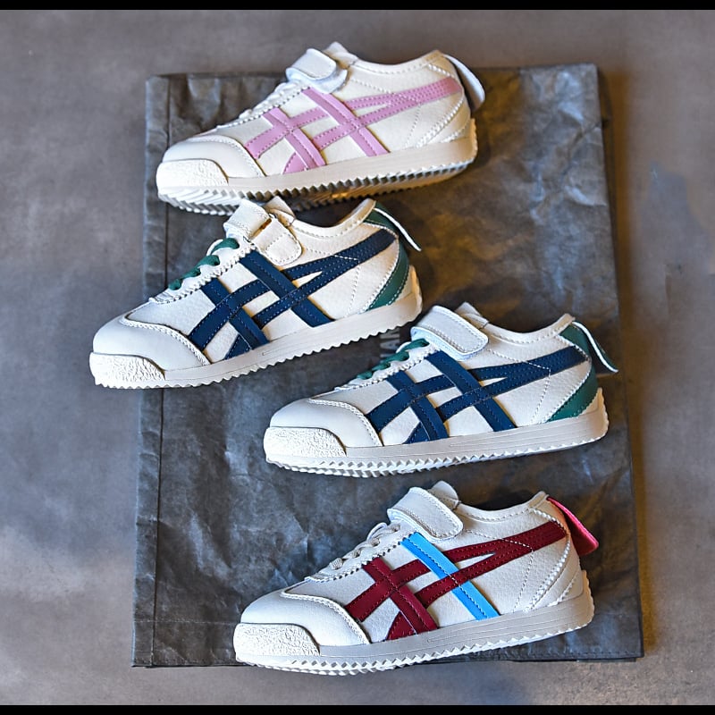 8795 Пролетни детски кецове – ниски до глезена с лепенка, casual стил, корейски дизайн, с цветни блокове, бели