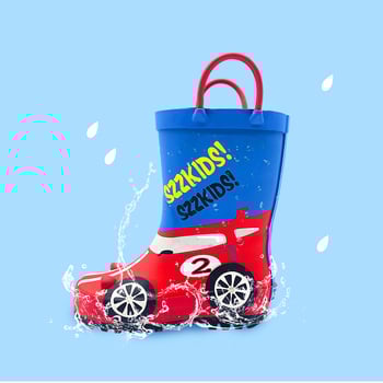 Детски ботуши за дъжд с автомобилен дизайн, карикатурни неплъзгащи се водни обувки за деца