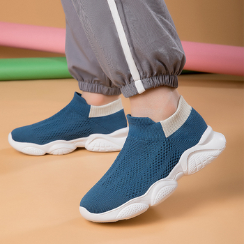 Нови пролетно-лятни детски Flyknit обувки, без връзки, спортни обувки с дебела подметка
