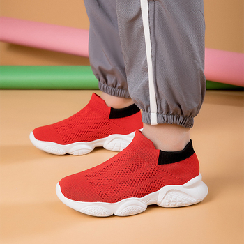 Нови пролетно-лятни детски Flyknit обувки, без връзки, спортни обувки с дебела подметка