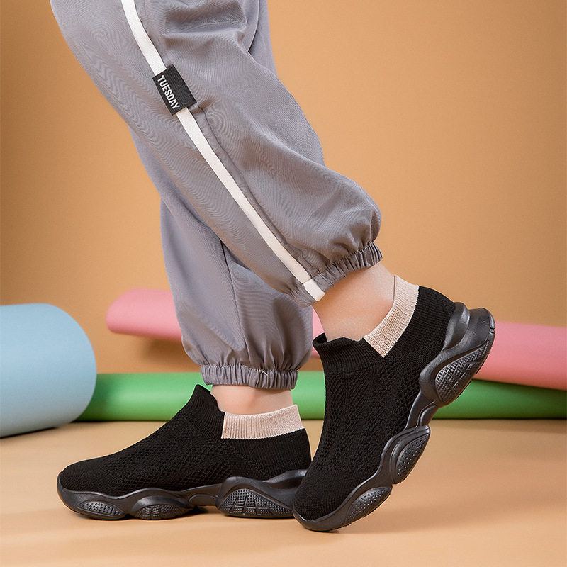 Нови пролетно-лятни детски Flyknit обувки, без връзки, спортни обувки с дебела подметка