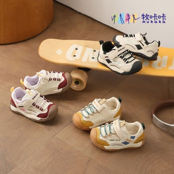 Стилни обувки за прохождане за деца, мека подметка, защита срещу удар, дишащи, пролет 2026