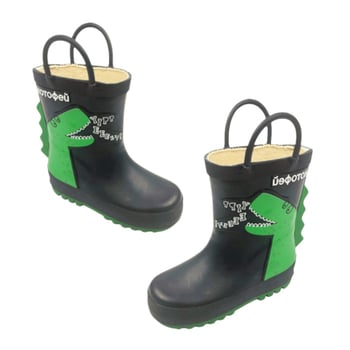 Детски гумени ботуши за дъжд с принт на динозавър, водоустойчиви и противохлъзгащи, средна височина