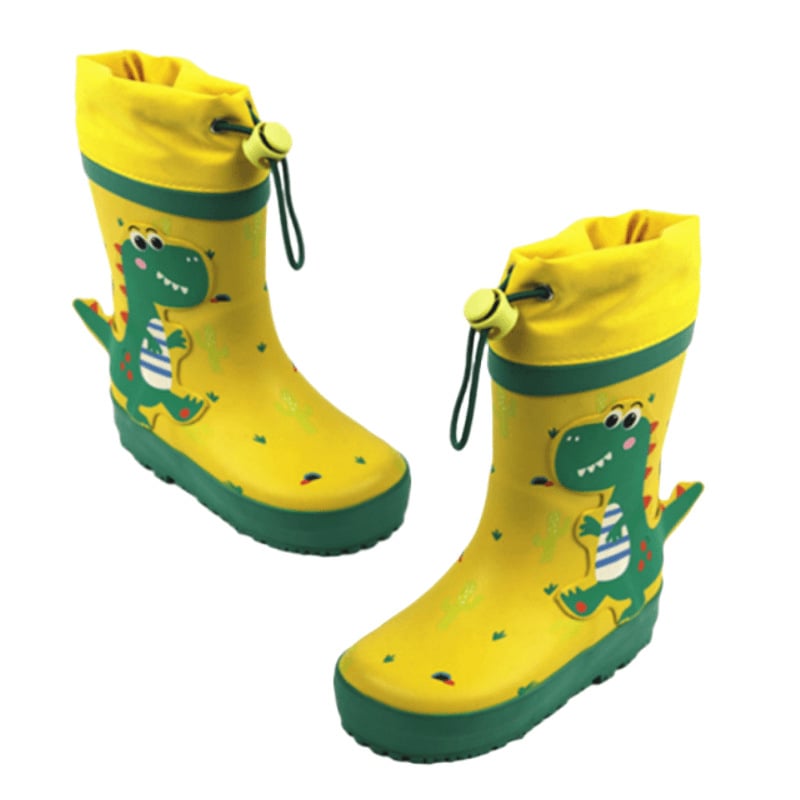Детски гумени ботуши за дъжд с принт на динозавър, водоустойчиви и противохлъзгащи, средна височина