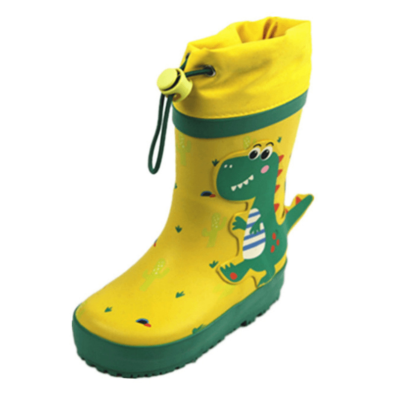 Детски гумени ботуши за дъжд с принт на динозавър, водоустойчиви и противохлъзгащи, средна височина