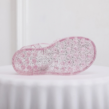 Детски римски сандали за пролет-лято, плоски Jelly обувки с мек връх, PVC горна част и подметка, тъкани презрамки, плажни обувки