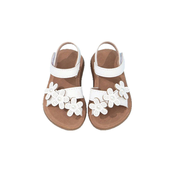 Сандали за момичета с перлени апликации, закопчаване с Velcro, сладки и стилни, с мека подметка
