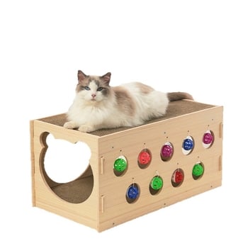 Котешка дъска за драскане, супер голяма, двуетажна, всичко-в-едно, издръжлива през всички сезони, универсална тунелна играчка за котки