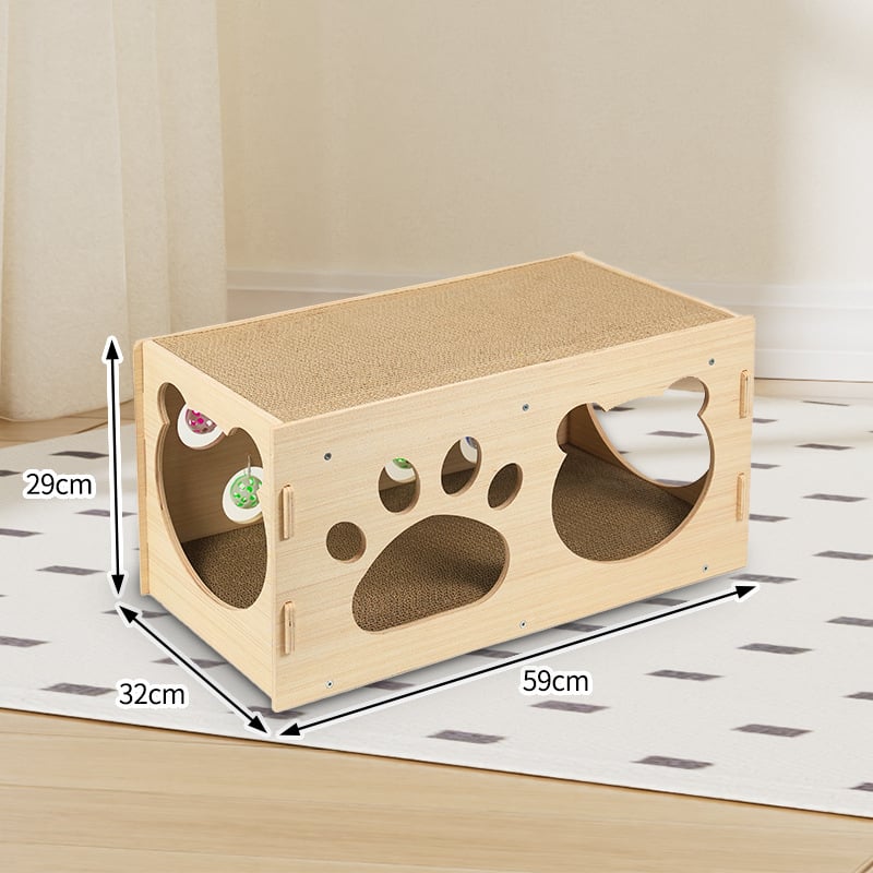 Котешка дъска за драскане, супер голяма, двуетажна, всичко-в-едно, издръжлива през всички сезони, универсална тунелна играчка за котки