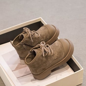 Момичешки мартин ботуши за есено-зимния сезон, детски къси ботуши с подплата, модел 2025