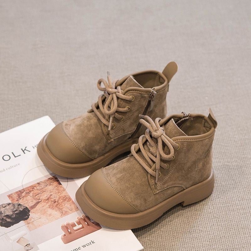 Момичешки мартин ботуши за есено-зимния сезон, детски къси ботуши с подплата, модел 2025