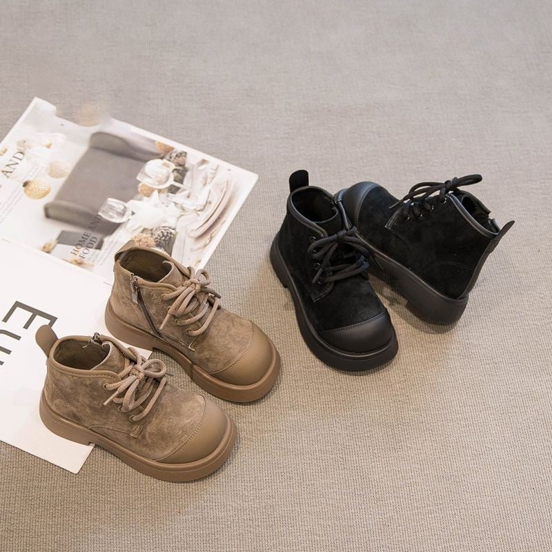 Момичешки мартин ботуши за есено-зимния сезон, детски къси ботуши с подплата, модел 2025