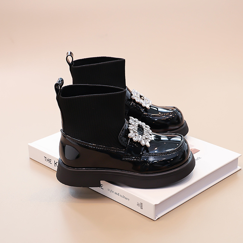 Детски чорапени ботуши за момичета, принцес Мартин ботинки, кожени обувки с мека подметка, къси зимни ботуши, есен 2026