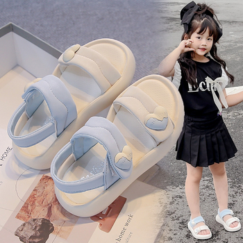 Детски принцес сандали за лято 2025, мека подметка, за момичета 4-12 години, ежедневни плажни обувки
