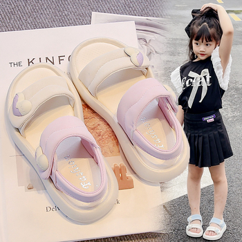 Детски принцес сандали за лято 2025, мека подметка, за момичета 4-12 години, ежедневни плажни обувки