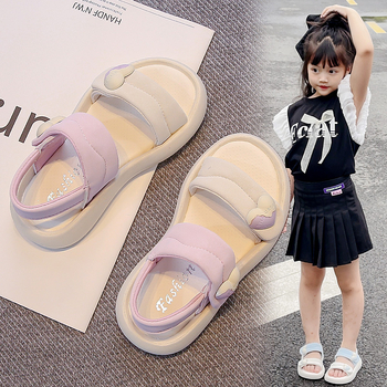 Детски принцес сандали за лято 2025, мека подметка, за момичета 4-12 години, ежедневни плажни обувки