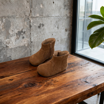 Детски зимни кожени снегоботушки за момичета, ниски ботуши с памучно подплатяване, стил Мартин