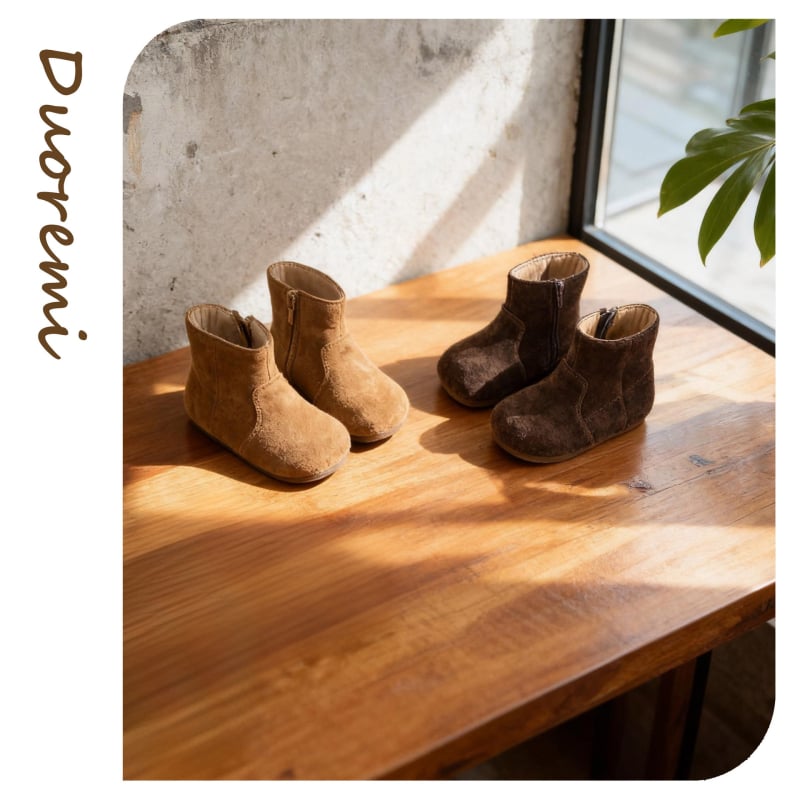 Детски зимни кожени снегоботушки за момичета, ниски ботуши с памучно подплатяване, стил Мартин