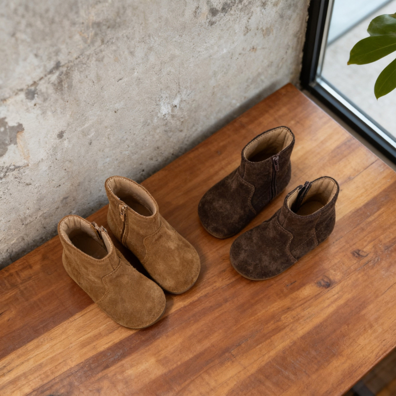 Детски зимни кожени снегоботушки за момичета, ниски ботуши с памучно подплатяване, стил Мартин