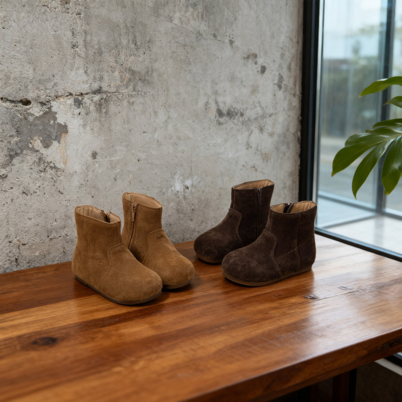 Детски зимни кожени снегоботушки за момичета, ниски ботуши с памучно подплатяване, стил Мартин