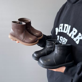 Детски ботуши за момичета в стил Мартин, подплатени флис и микрофибър кожа, есенно-зимна колекция 2025