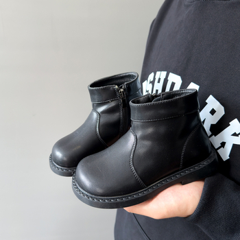 Детски ботуши за момичета в стил Мартин, подплатени флис и микрофибър кожа, есенно-зимна колекция 2025