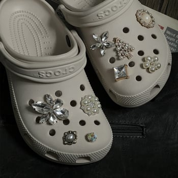 DIY декоративна закопчалка с кристални перли във формата на цвете за обувки Crocs