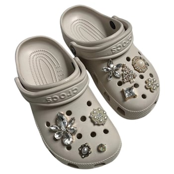 DIY декоративна закопчалка с кристални перли във формата на цвете за обувки Crocs