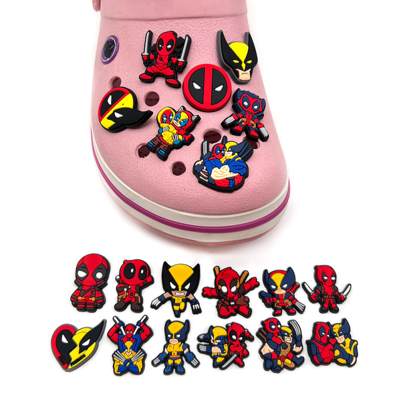 Deadpool и Wolverine: аксесоари за обувки с цветя в Crocs стил — карикатурни сладки цветни закопчалки
